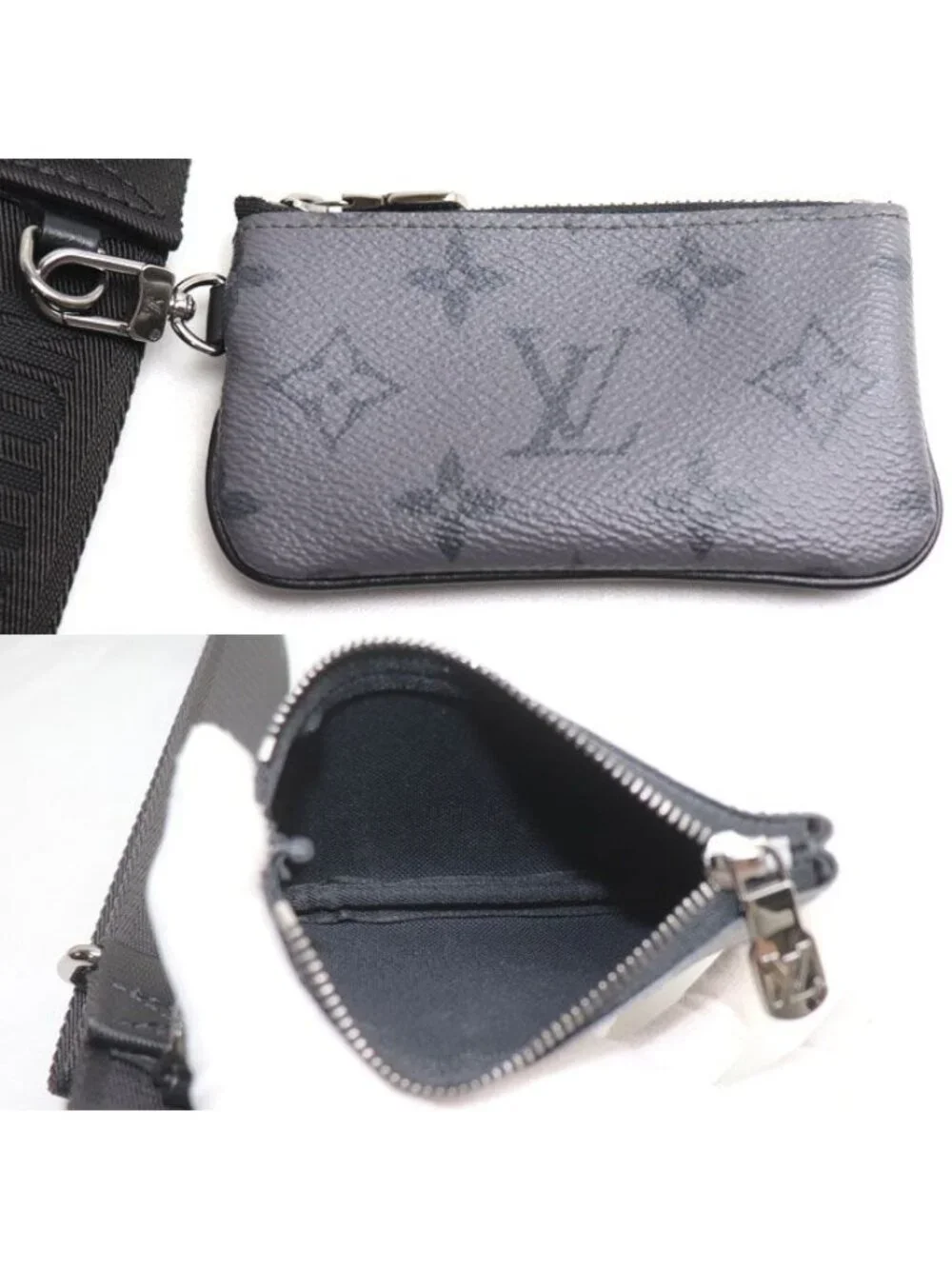 Louis Vuitton Trio Messenger Shoulder Bag Monogram Eclipse Gray